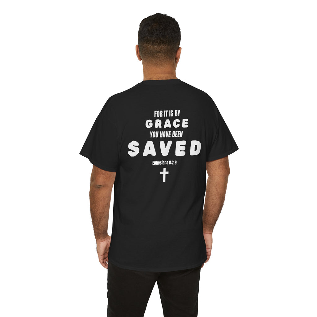 Saved Christian T‑Shirt — “I Am Saved” Bible Verse Tee (Ephesians 2:8)