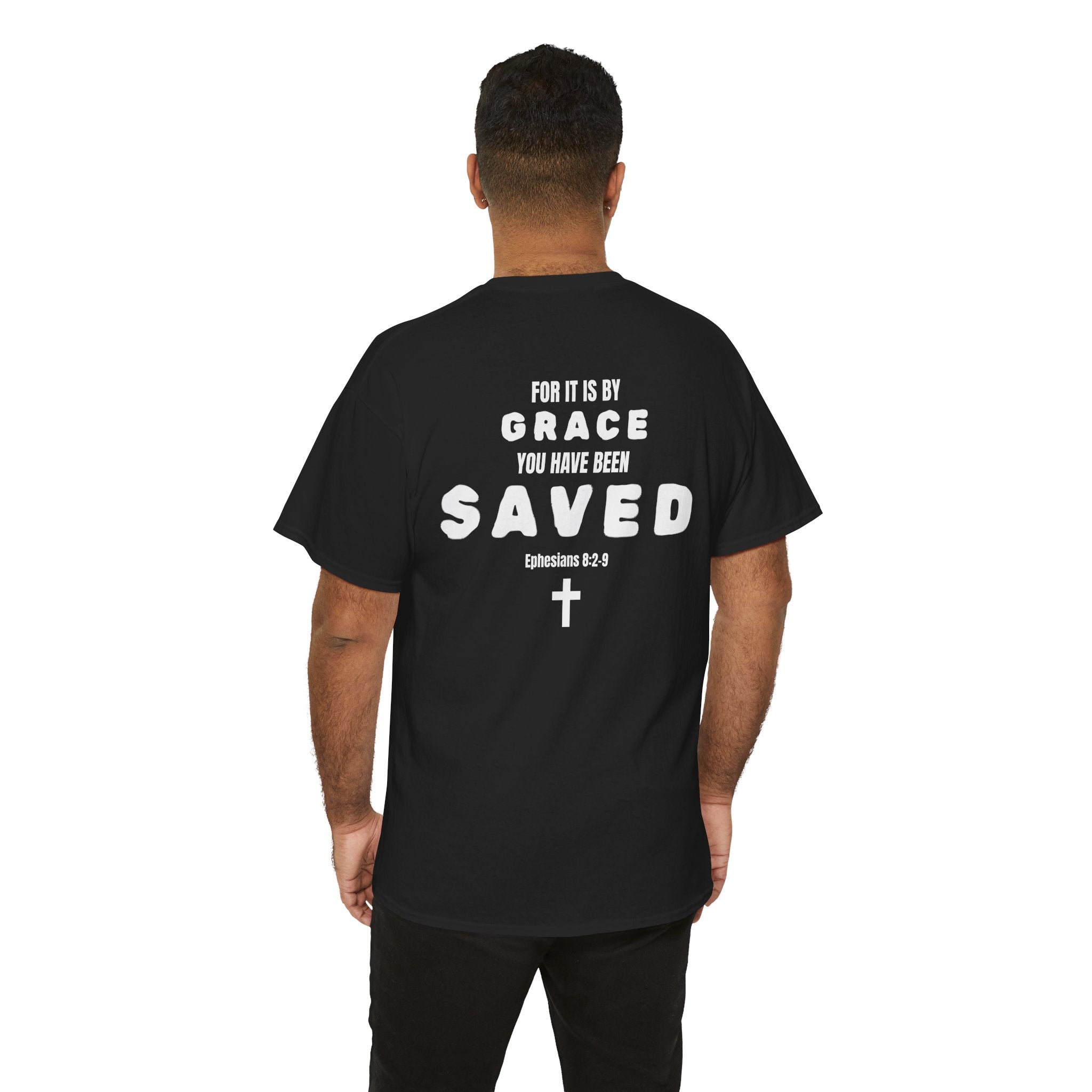 Saved Christian T‑Shirt — “I Am Saved” Bible Verse Tee (Ephesians 2:8)