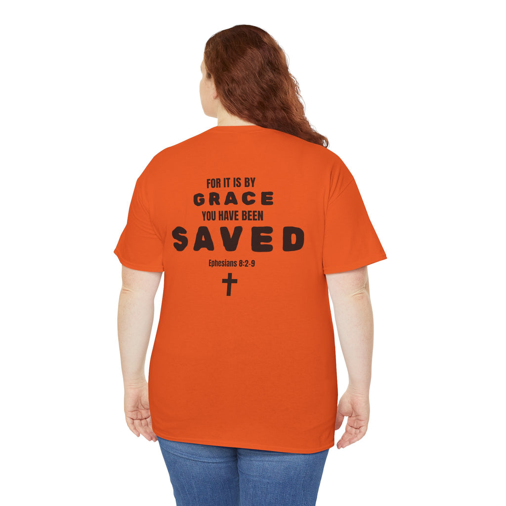 Saved Christian T‑Shirt — “I Am Saved” Bible Verse Tee (Ephesians 2:8)