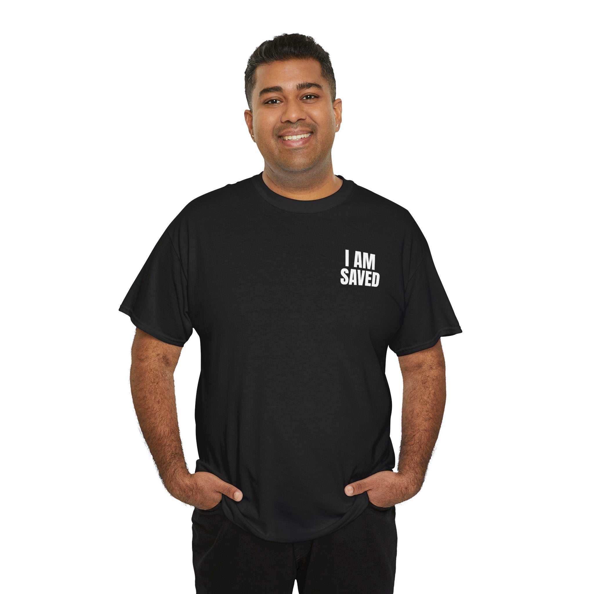 Saved Christian T‑Shirt — “I Am Saved” Bible Verse Tee (Ephesians 2:8)