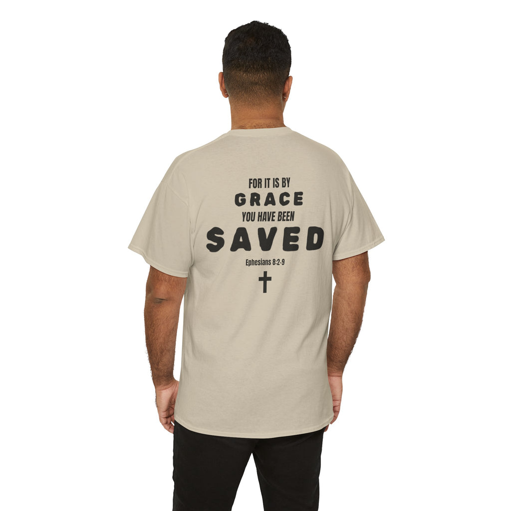 Saved Christian T‑Shirt — “I Am Saved” Bible Verse Tee (Ephesians 2:8)