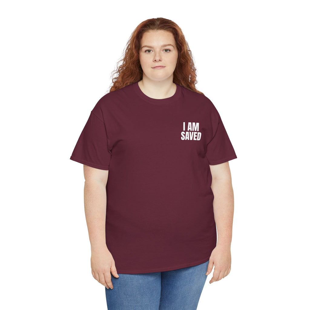 Saved Christian T‑Shirt — “I Am Saved” Bible Verse Tee (Ephesians 2:8)