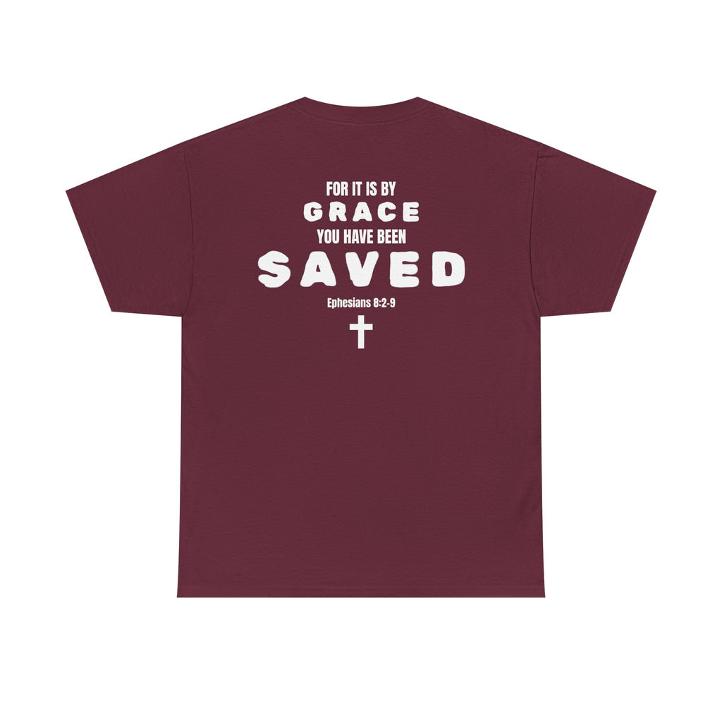 Saved Christian T‑Shirt — “I Am Saved” Bible Verse Tee (Ephesians 2:8)