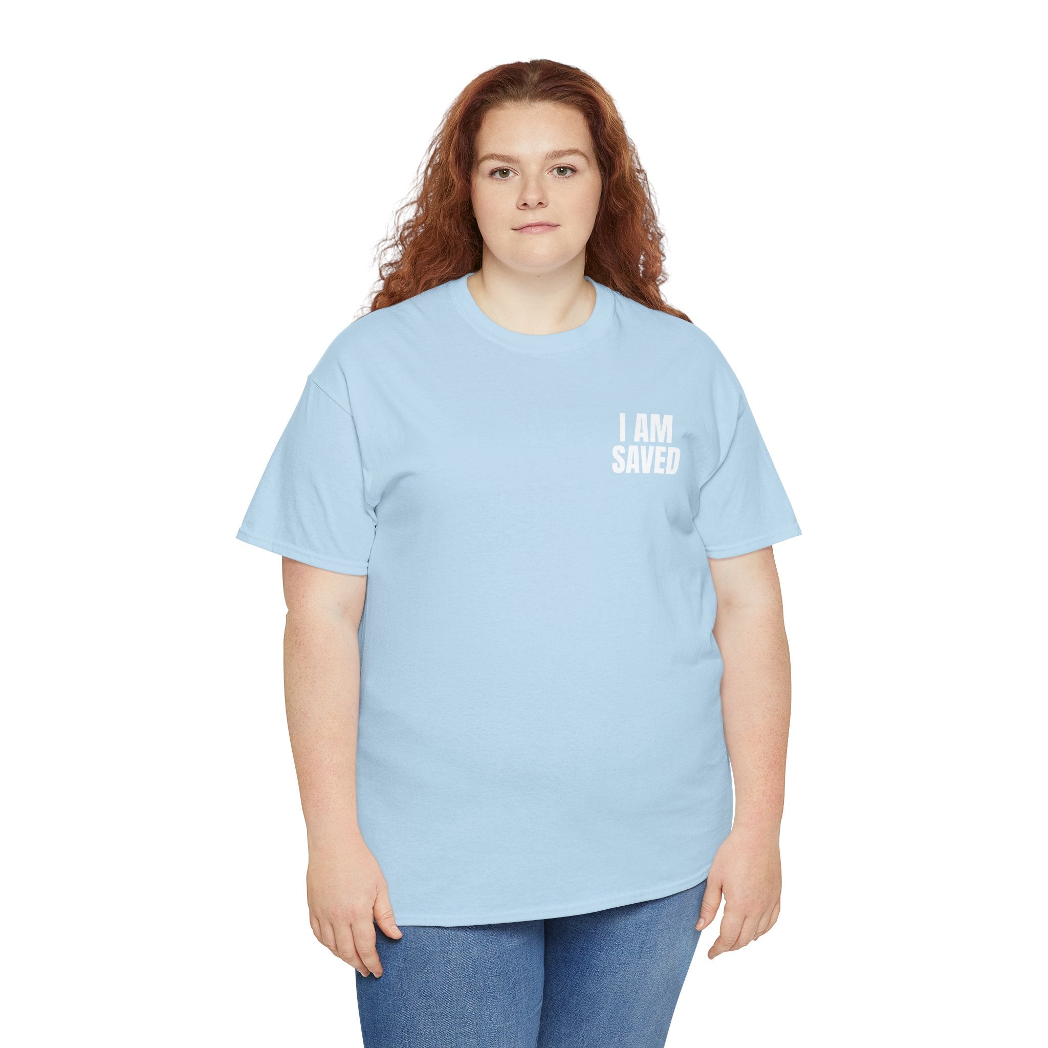Saved Christian T‑Shirt — “I Am Saved” Bible Verse Tee (Ephesians 2:8)