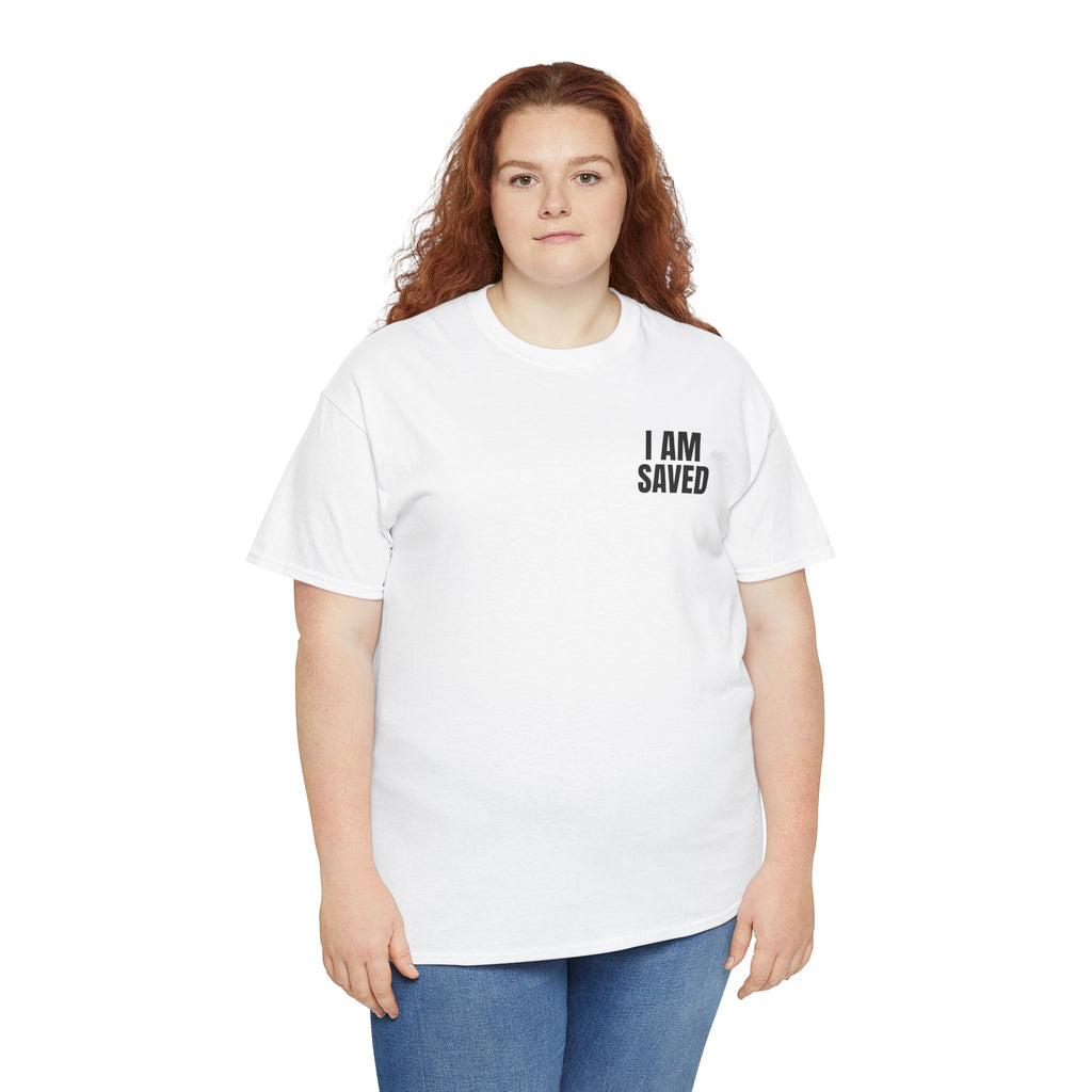 Saved Christian T‑Shirt — “I Am Saved” Bible Verse Tee (Ephesians 2:8)