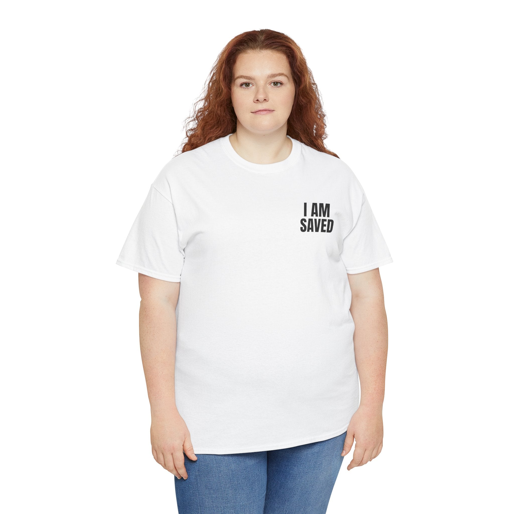 Saved Christian T‑Shirt — “I Am Saved” Bible Verse Tee (Ephesians 2:8)
