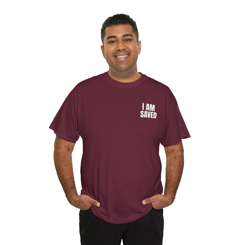 Saved Christian T‑Shirt — “I Am Saved” Bible Verse Tee (Ephesians 2:8)