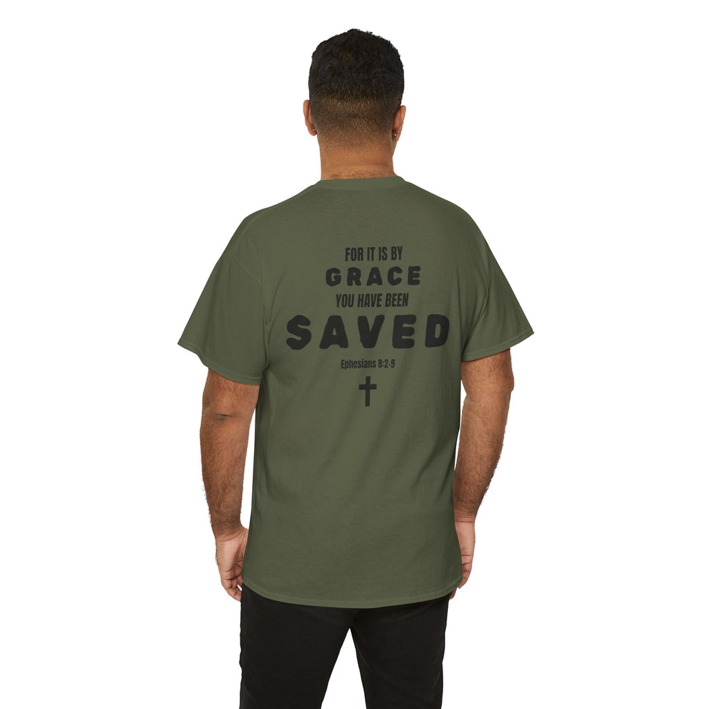 Saved Christian T‑Shirt — “I Am Saved” Bible Verse Tee (Ephesians 2:8)