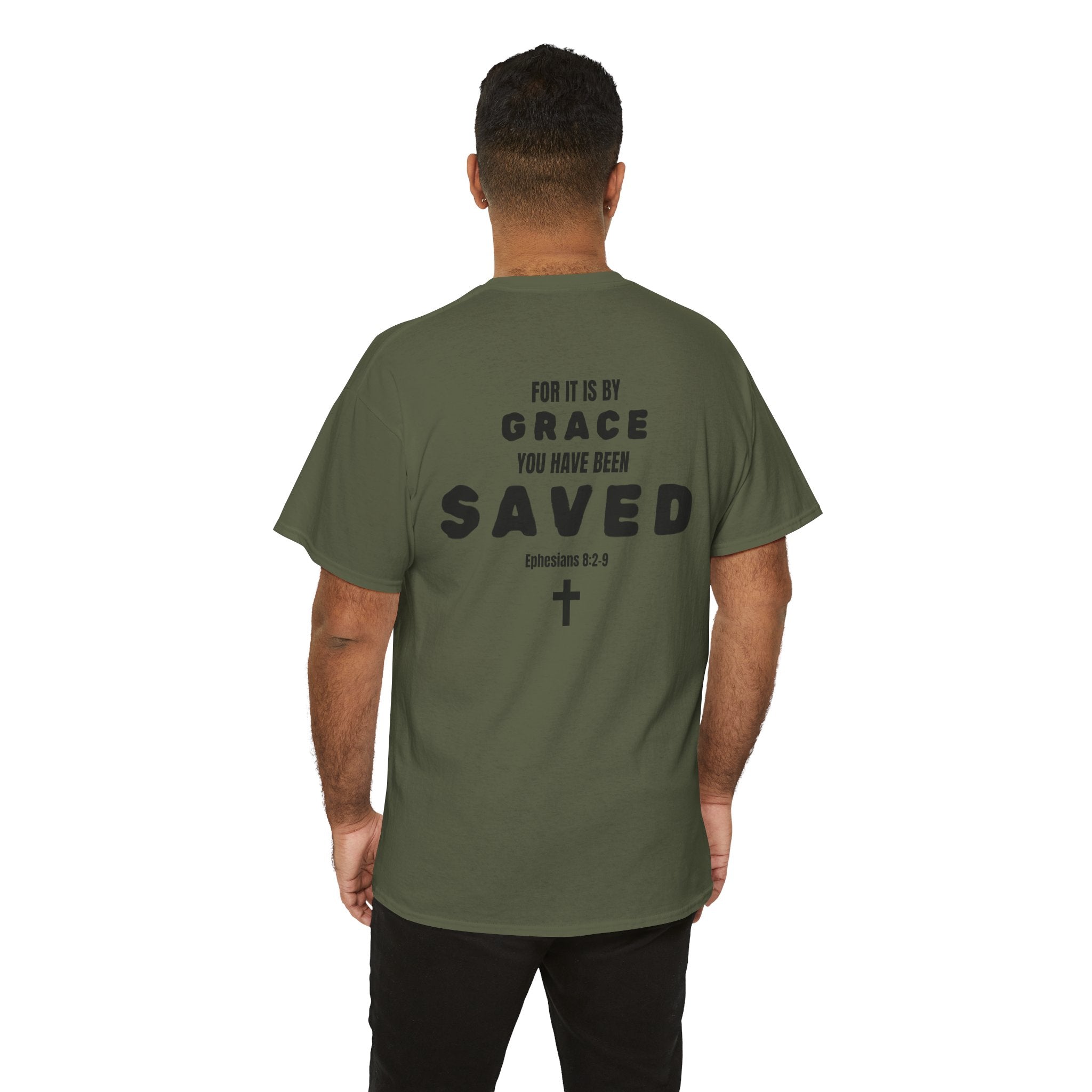 Saved Christian T‑Shirt — “I Am Saved” Bible Verse Tee (Ephesians 2:8)