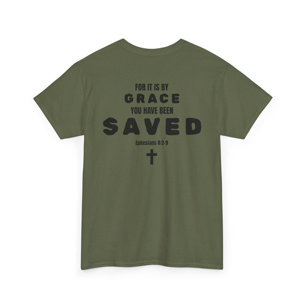 Saved Christian T‑Shirt — “I Am Saved” Bible Verse Tee (Ephesians 2:8)