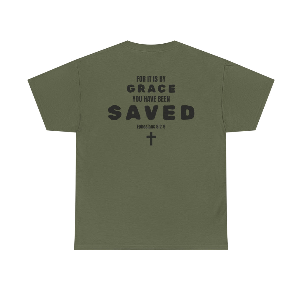 Saved Christian T‑Shirt — “I Am Saved” Bible Verse Tee (Ephesians 2:8)