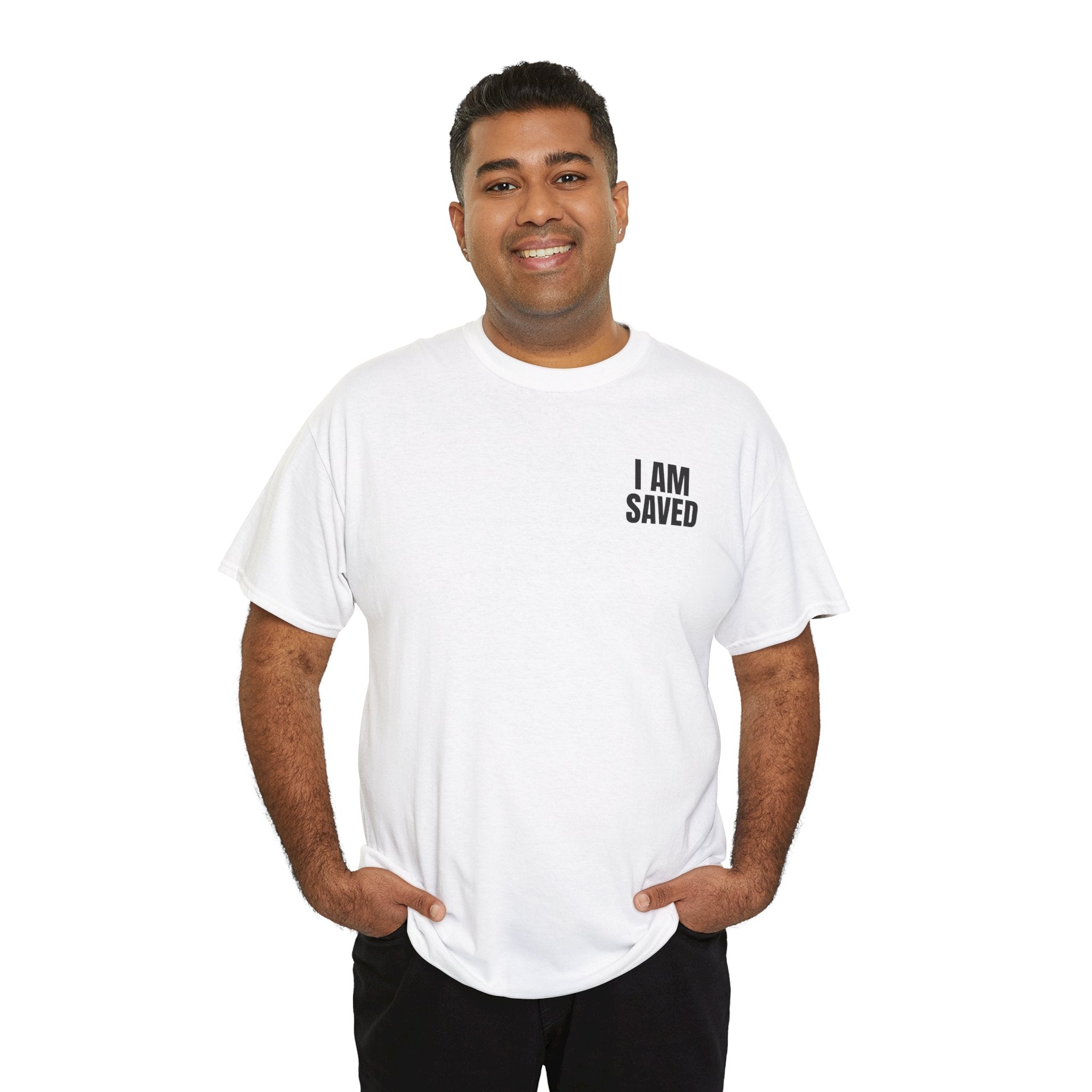 Saved Christian T‑Shirt — “I Am Saved” Bible Verse Tee (Ephesians 2:8)