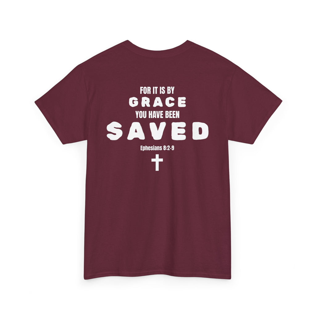 Saved Christian T‑Shirt — “I Am Saved” Bible Verse Tee (Ephesians 2:8)