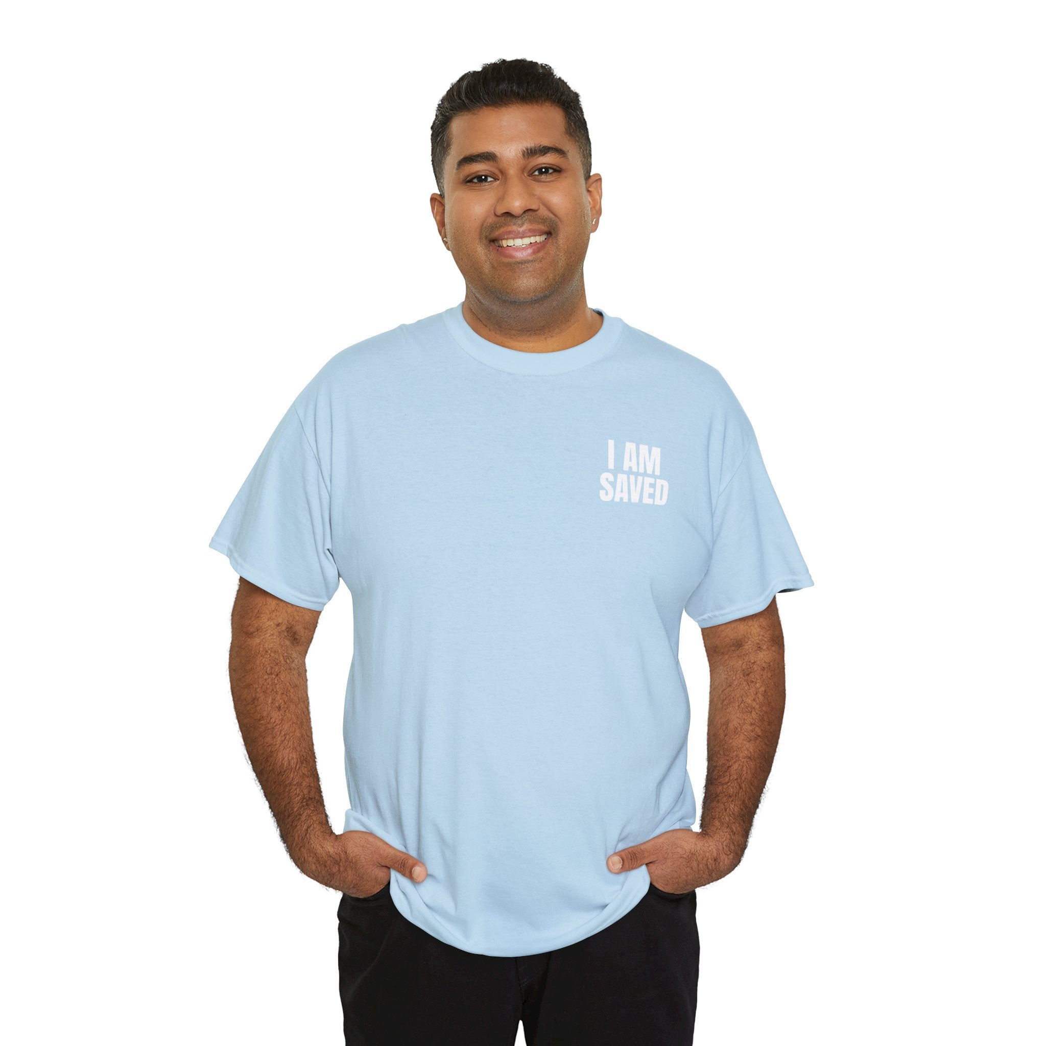 Saved Christian T‑Shirt — “I Am Saved” Bible Verse Tee (Ephesians 2:8)