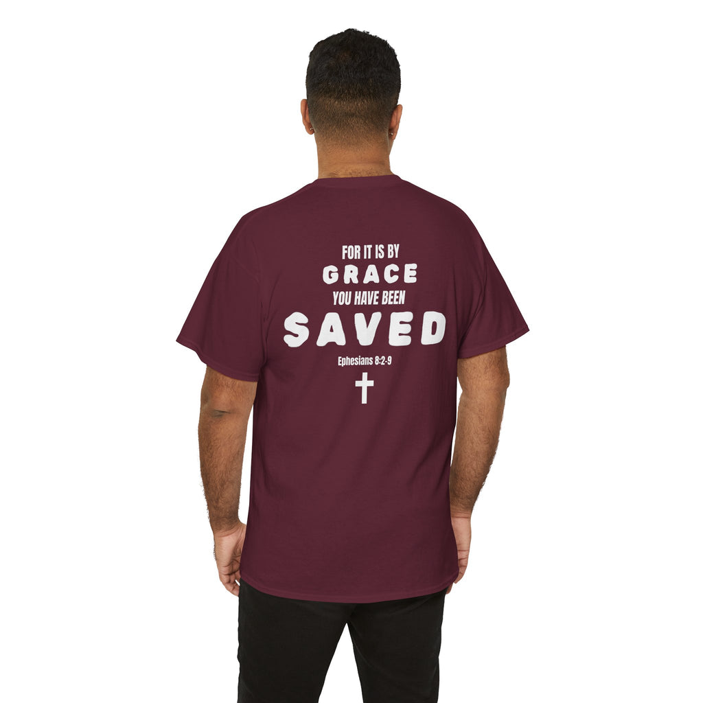 Saved Christian T‑Shirt — “I Am Saved” Bible Verse Tee (Ephesians 2:8)