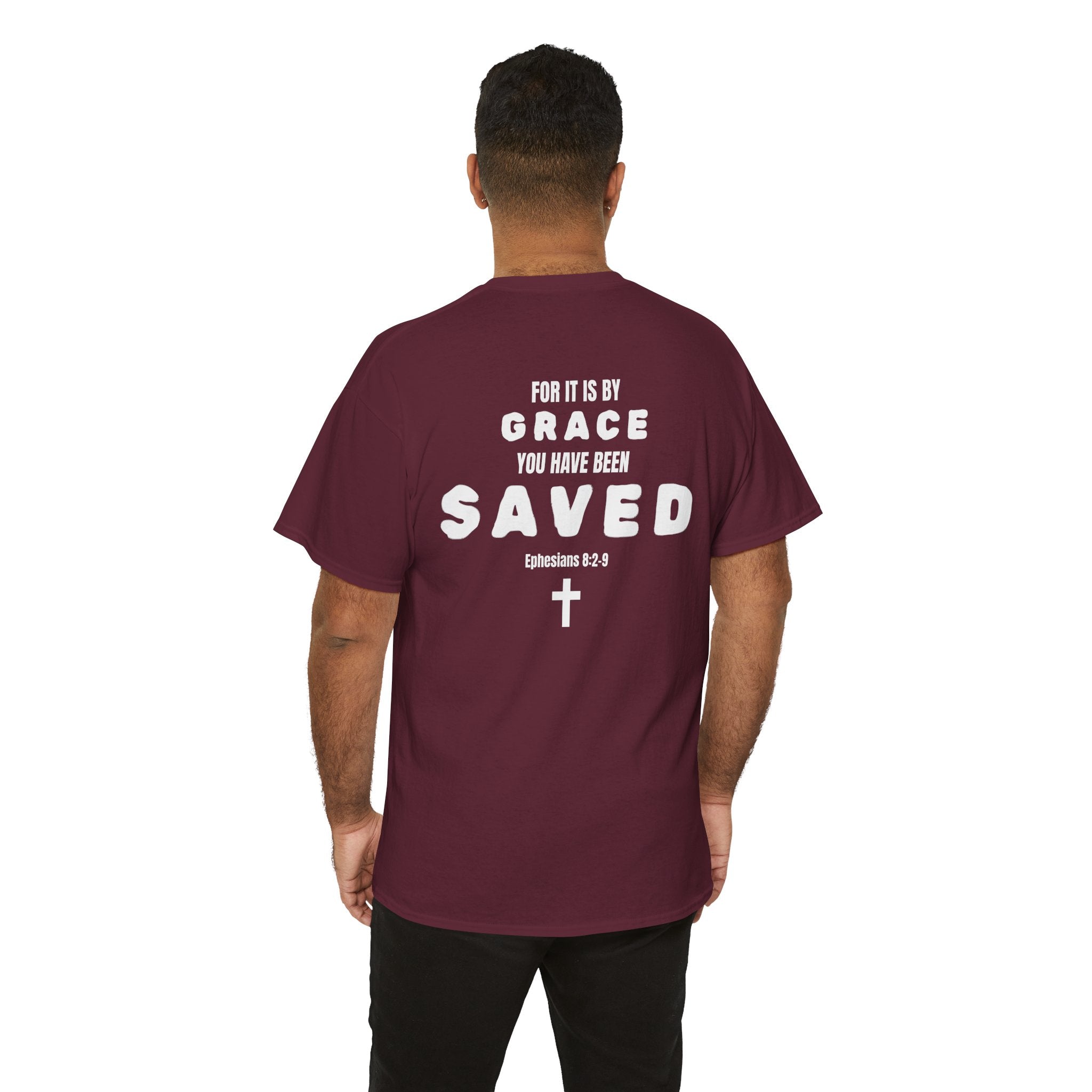 Saved Christian T‑Shirt — “I Am Saved” Bible Verse Tee (Ephesians 2:8)