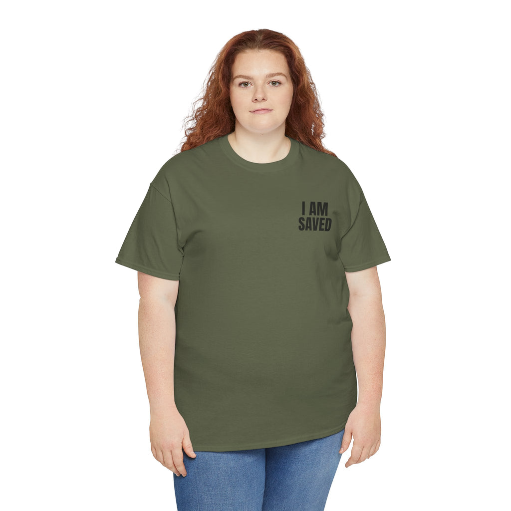 Saved Christian T‑Shirt — “I Am Saved” Bible Verse Tee (Ephesians 2:8)