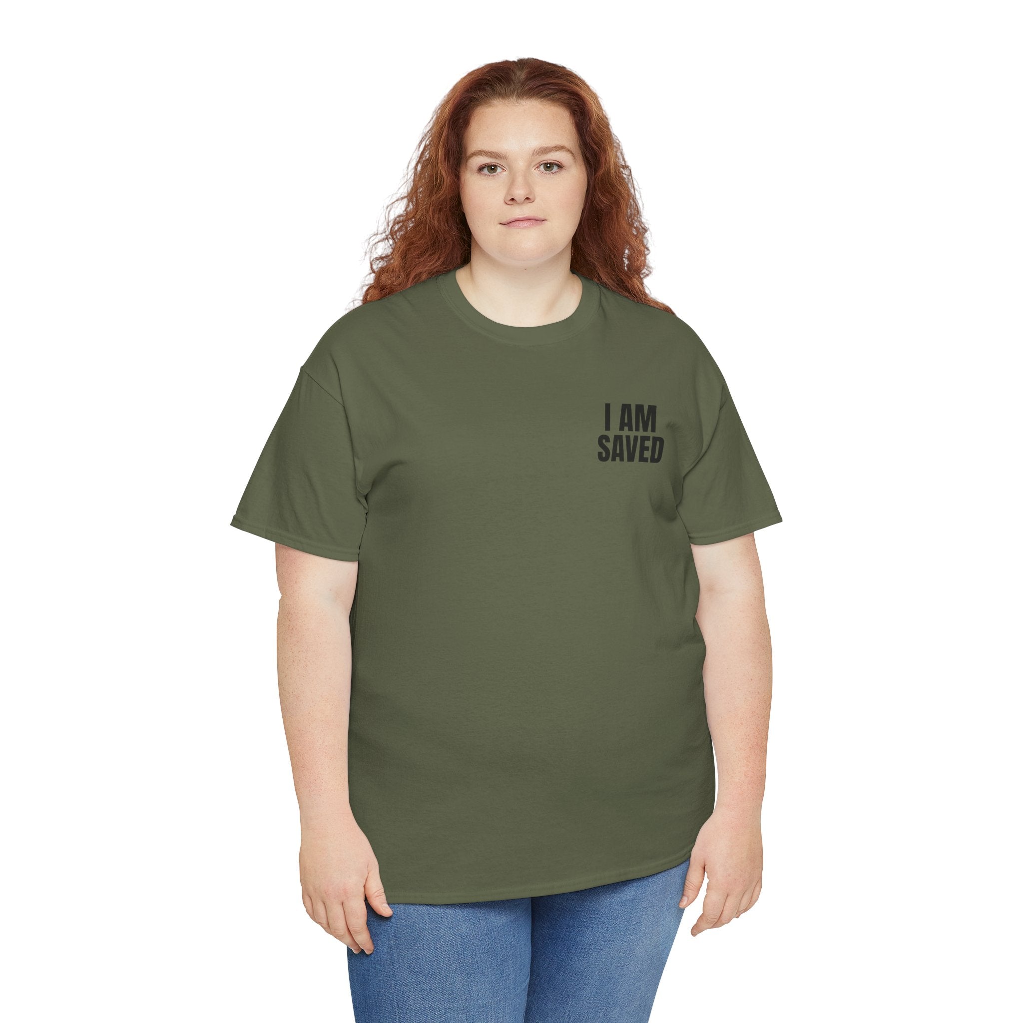Saved Christian T‑Shirt — “I Am Saved” Bible Verse Tee (Ephesians 2:8)