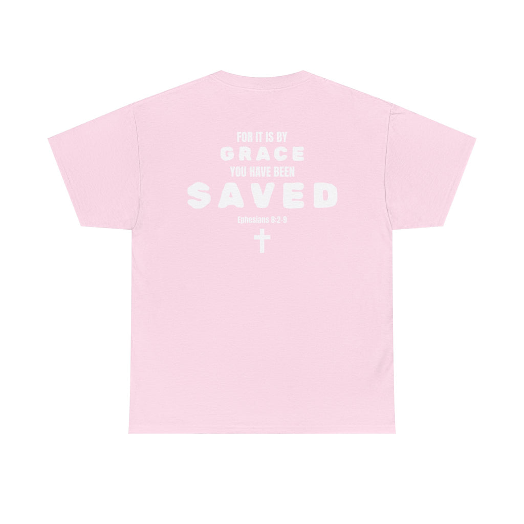 Saved Christian T‑Shirt — “I Am Saved” Bible Verse Tee (Ephesians 2:8)