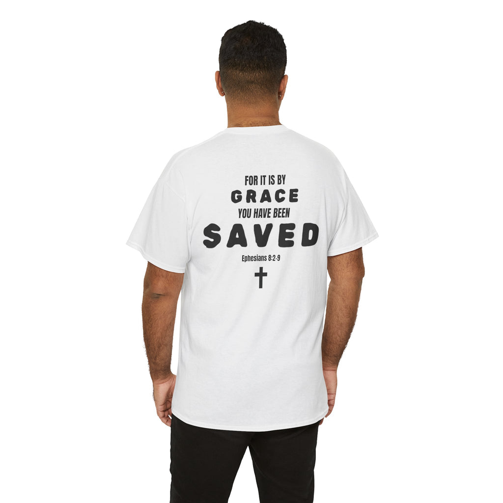 Saved Christian T‑Shirt — “I Am Saved” Bible Verse Tee (Ephesians 2:8)