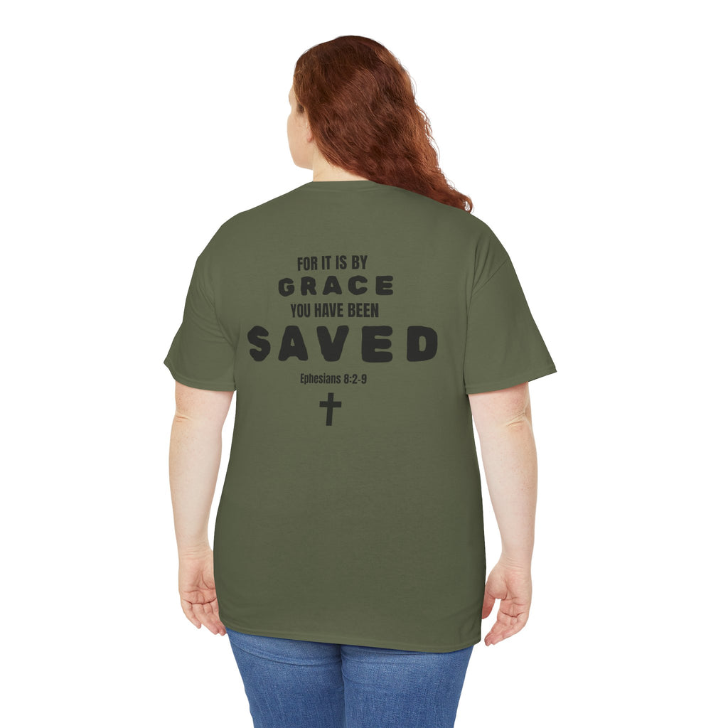Saved Christian T‑Shirt — “I Am Saved” Bible Verse Tee (Ephesians 2:8)
